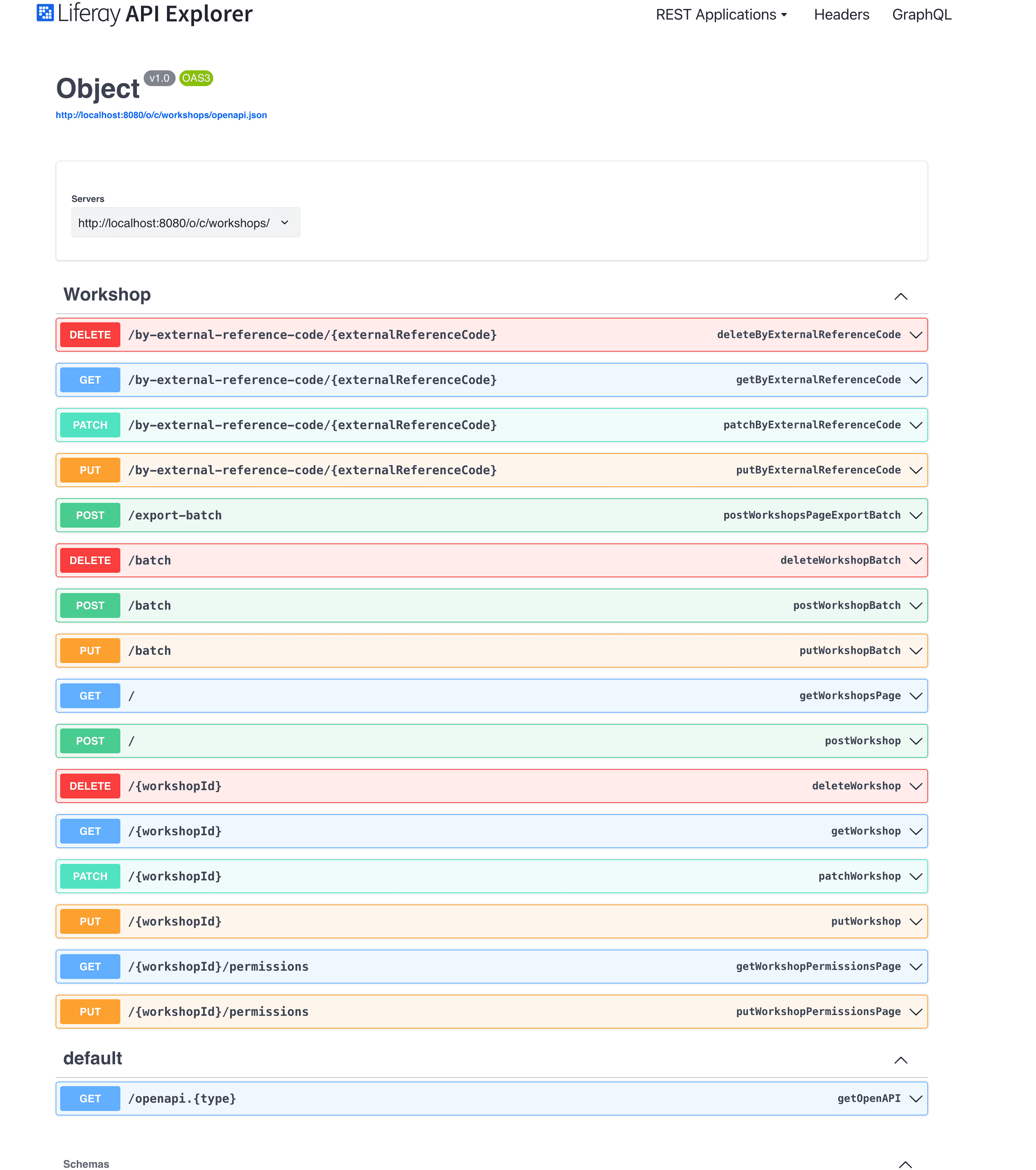 API Explorer of Liferay